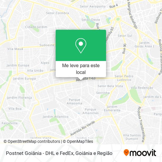 Postnet Goiânia - DHL e FedEx mapa