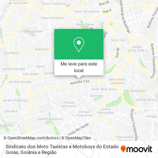 Sindicato dos Moto Taxistas e Motoboys do Estado Goiás mapa