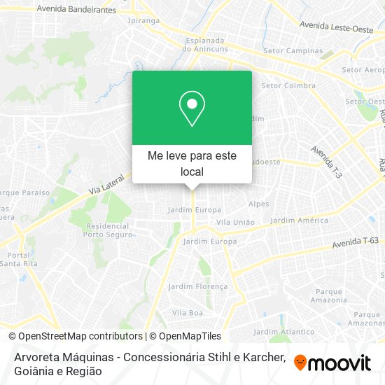 Arvoreta Máquinas - Concessionária Stihl e Karcher mapa