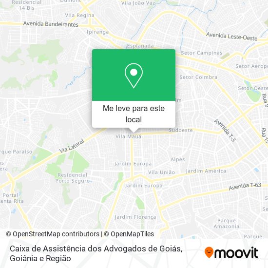 Caixa de Assistência dos Advogados de Goiás mapa