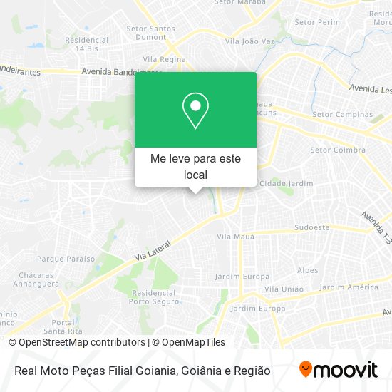 Real Moto Peças Filial Goiania mapa