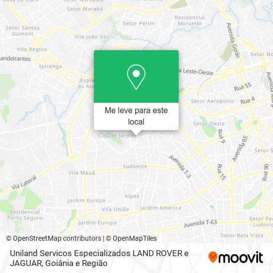 Uniland Servicos Especializados LAND ROVER e JAGUAR mapa