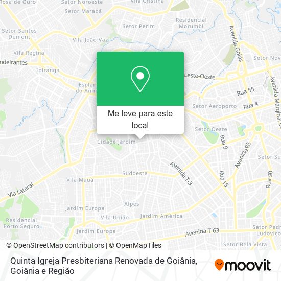 Quinta Igreja Presbiteriana Renovada de Goiânia mapa