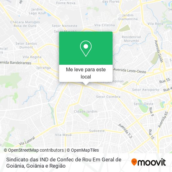 Sindicato das IND de Confec de Rou Em Geral de Goiânia mapa