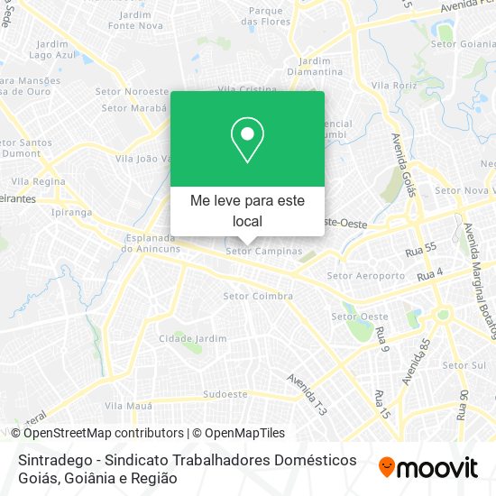 Sintradego - Sindicato Trabalhadores Domésticos Goiás mapa