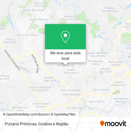 Pizzaria Primícias mapa