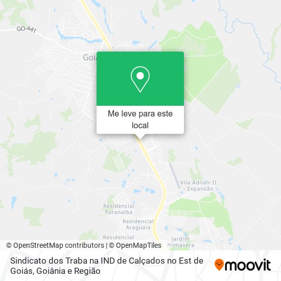 Sindicato dos Traba na IND de Calçados no Est de Goiás mapa