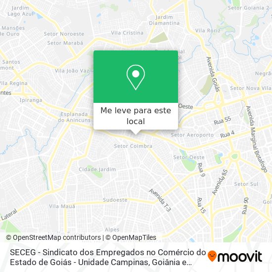 SECEG - Sindicato dos Empregados no Comércio do Estado de Goiás - Unidade Campinas mapa