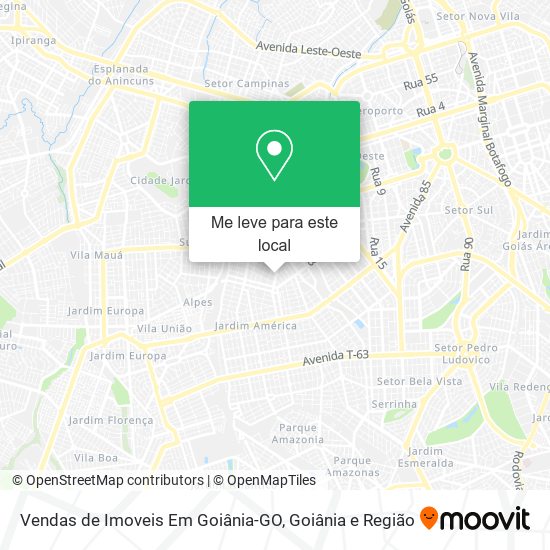 Vendas de Imoveis Em Goiânia-GO mapa