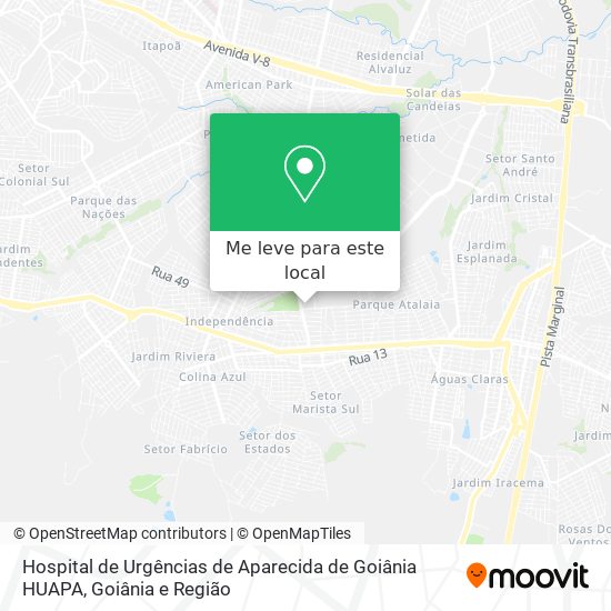 Hospital de Urgências de Aparecida de Goiânia HUAPA mapa