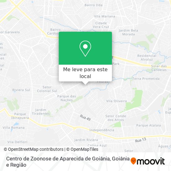 Centro de Zoonose de Aparecida de Goiânia mapa