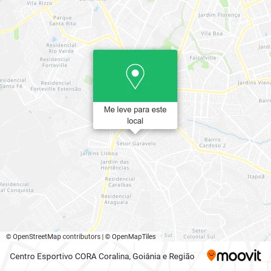 Centro Esportivo CORA Coralina mapa