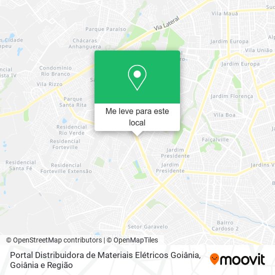 Portal Distribuidora de Materiais Elétricos Goiânia mapa