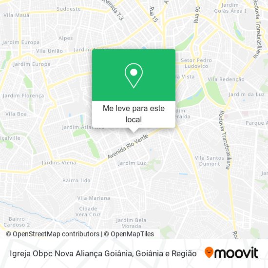Igreja Obpc Nova Aliança Goiânia mapa