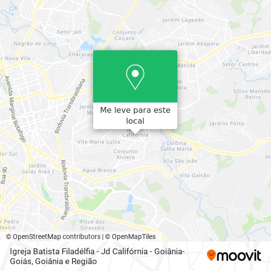 Igreja Batista Filadélfia - Jd Califórnia - Goiânia-Goiás mapa