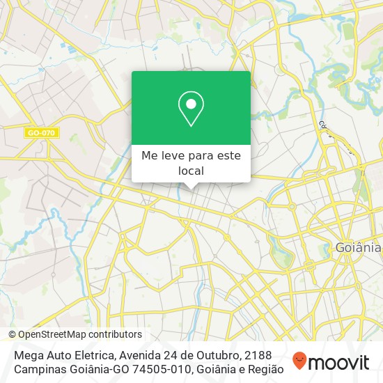 Mega Auto Eletrica, Avenida 24 de Outubro, 2188 Campinas Goiânia-GO 74505-010 mapa