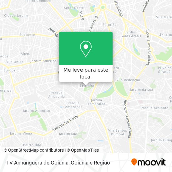 TV Anhanguera de Goiânia mapa