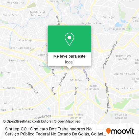 Sintsep-GO - Sindicato Dos Trabalhadores No Serviço Público Federal No Estado De Goiás mapa