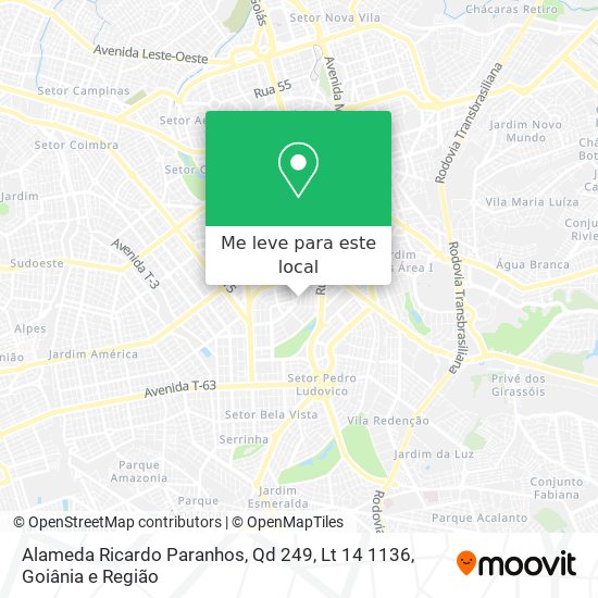 Alameda Ricardo Paranhos, Qd 249, Lt 14 1136 mapa