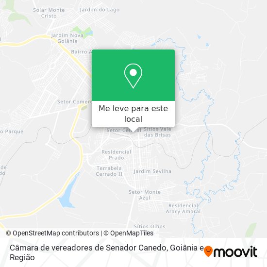 Câmara de vereadores de Senador Canedo mapa