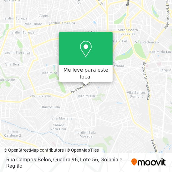Rua Campos Belos, Quadra 96, Lote 56 mapa