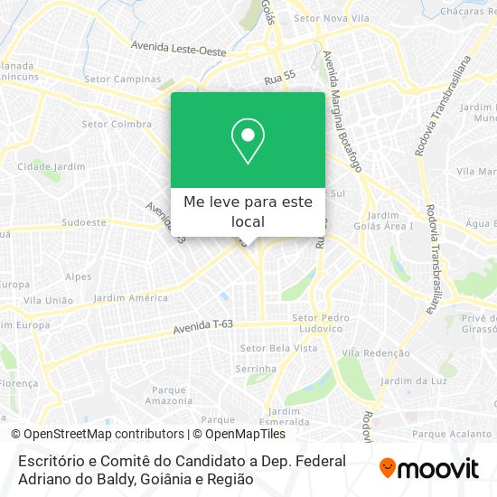 Escritório e Comitê do Candidato a Dep. Federal Adriano do Baldy mapa