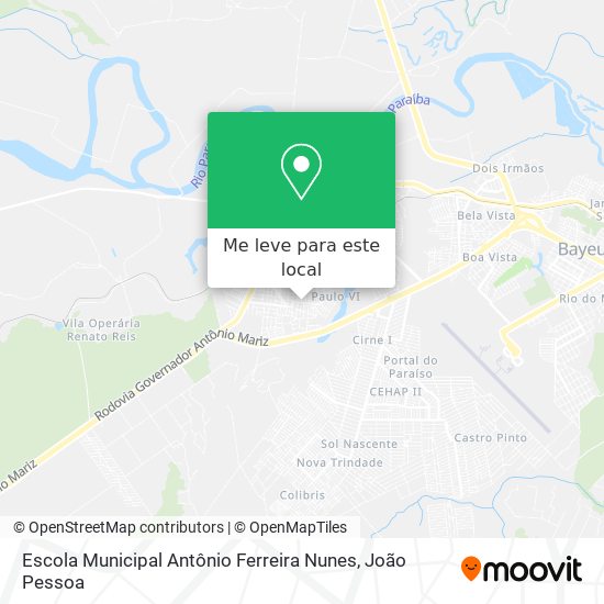 Escola Municipal Antônio Ferreira Nunes mapa