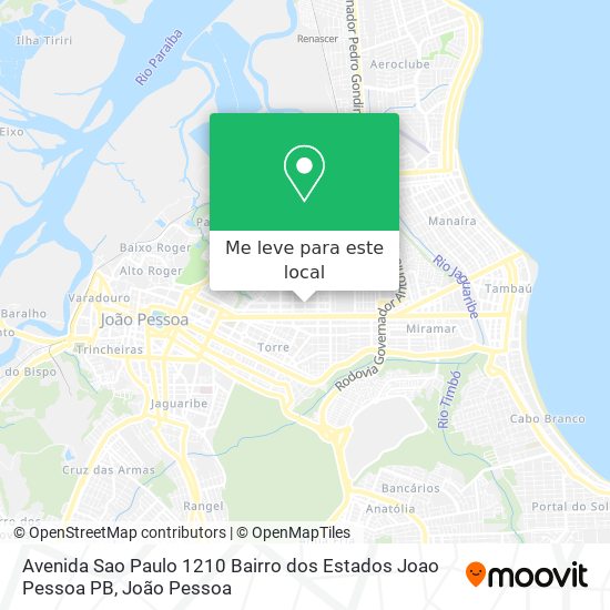 Avenida Sao Paulo 1210 Bairro dos Estados Joao Pessoa PB mapa