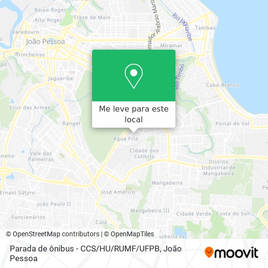 Parada de ônibus - CCS / HU / RUMF / UFPB mapa