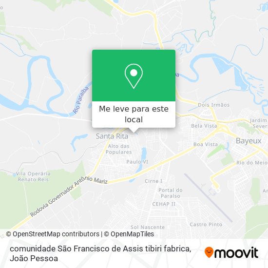 comunidade São Francisco de Assis tibiri fabrica mapa