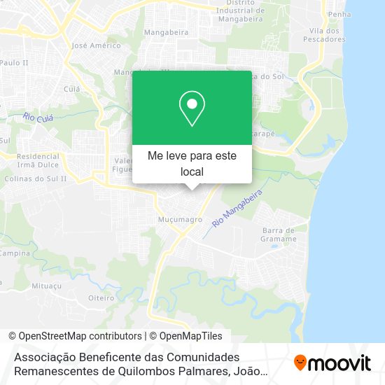 Associação Beneficente das Comunidades Remanescentes de Quilombos Palmares mapa