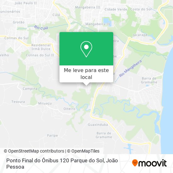 Ponto Final do Ônibus 120 Parque do Sol mapa