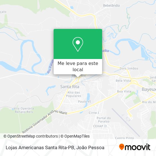 Lojas Americanas Santa Rita-PB mapa