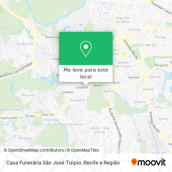 Casa Funerária São José Tizipio mapa