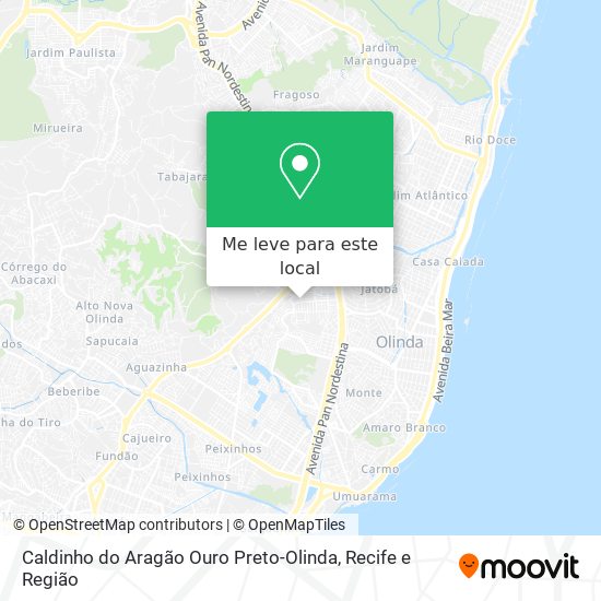 Caldinho do Aragão Ouro Preto-Olinda mapa