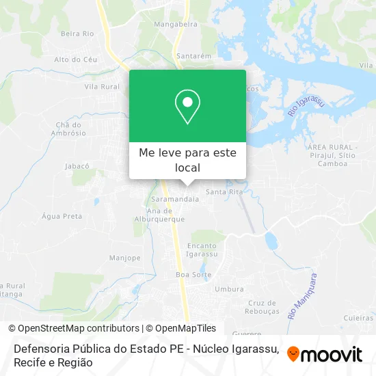Defensoria Pública do Estado PE - Núcleo Igarassu mapa