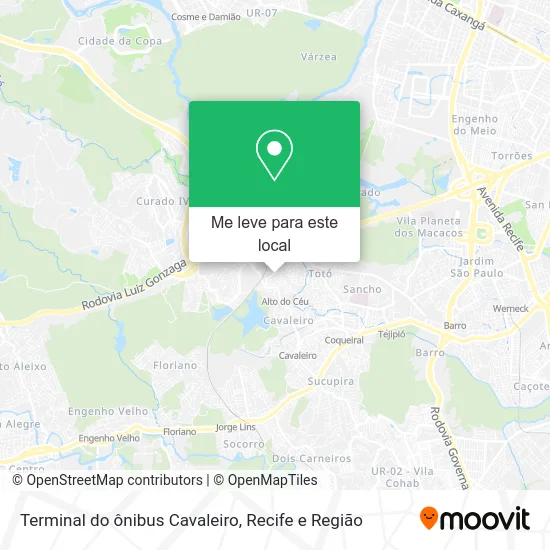 Terminal do ônibus Cavaleiro mapa
