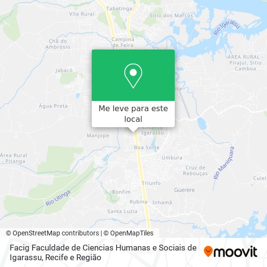 Facig Faculdade de Ciencias Humanas e Sociais de Igarassu mapa