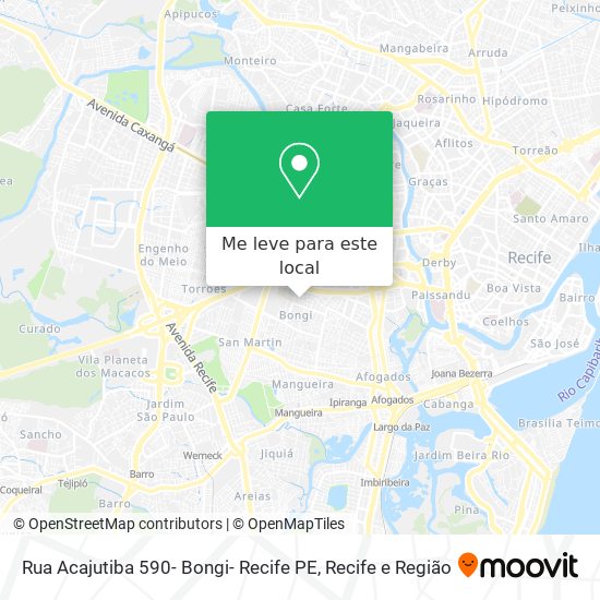 Rua Acajutiba 590- Bongi- Recife PE mapa