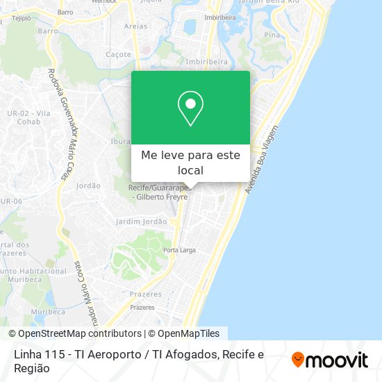 Linha 115 - TI Aeroporto / TI Afogados mapa