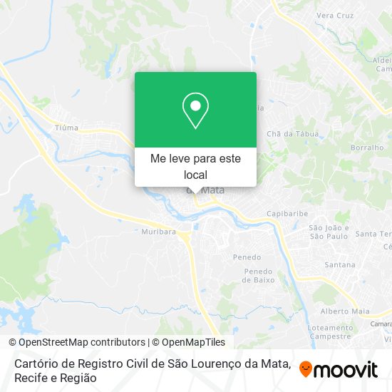 Cartório de Registro Civil de São Lourenço da Mata mapa