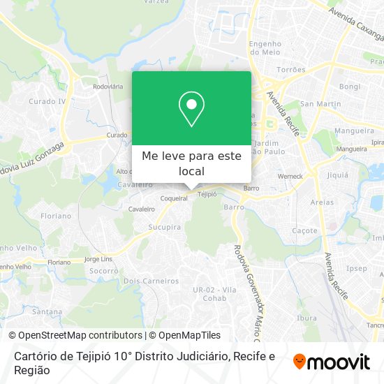 Cartório de Tejipió 10° Distrito Judiciário mapa