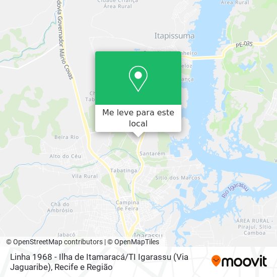 Linha 1968 - Ilha de Itamaracá / TI Igarassu (Via Jaguaribe) mapa