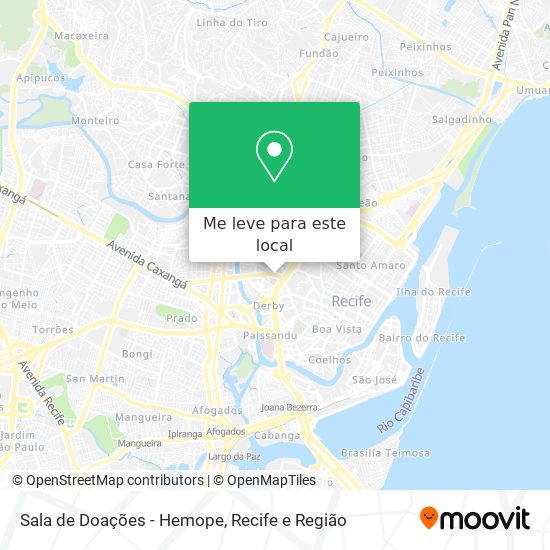 Sala de Doações - Hemope mapa