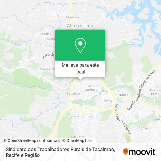 Sindicato dos Trabalhadores Rurais de Tacaimbo mapa