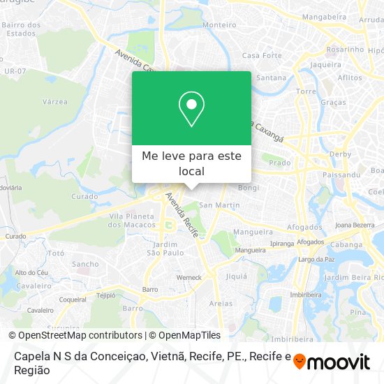 Capela N S da Conceiçao, Vietnã, Recife, PE. mapa