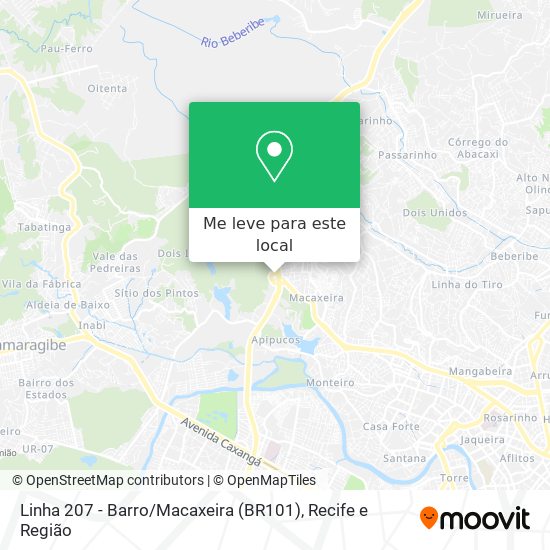 Linha 207 - Barro / Macaxeira (BR101) mapa