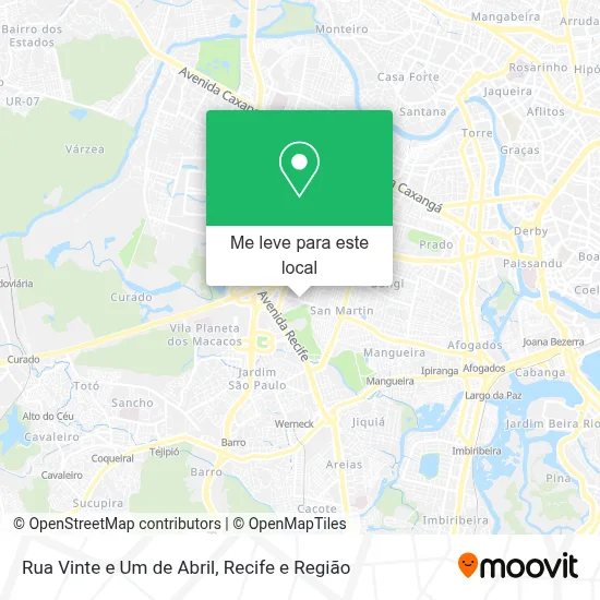 Rua Vinte e Um de Abril mapa