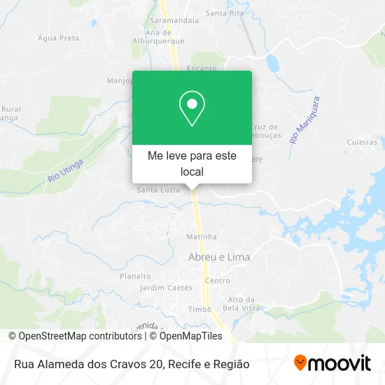 Rua Alameda dos Cravos 20 mapa