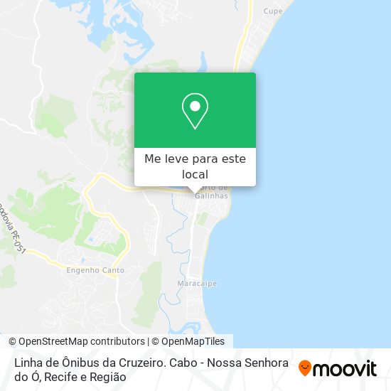 Linha de Ônibus da Cruzeiro. Cabo - Nossa Senhora do Ó mapa